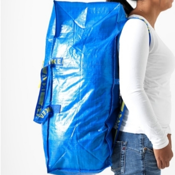 IKEA Frakta - Two (2) ZIPPERED Large Blue Storage Bag Handles/Backpack Storage - Picture 10 of 11